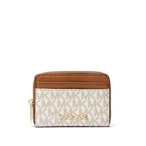 New Michael Kors Jet Set Travel Medium Card case Wallet Vanilla Multi